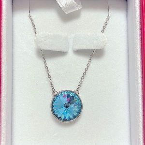 Aquamarine Blue Round Swarovski Crystal Necklace